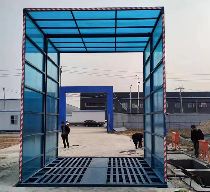 鄭州4/4/4.8全封閉工地洗車機安裝調試完畢